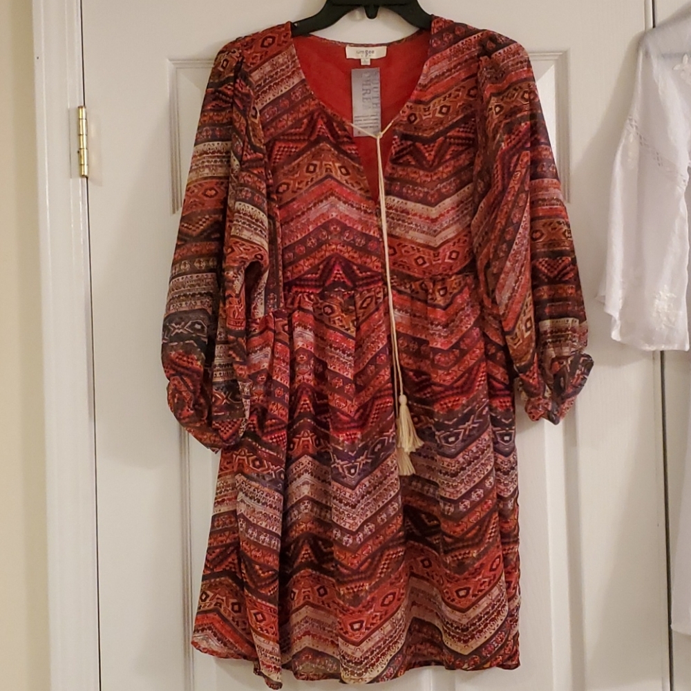 A many multicolored babydoll dress